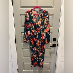 SHEIN Multicolor Abstract Long Sleeve Dress